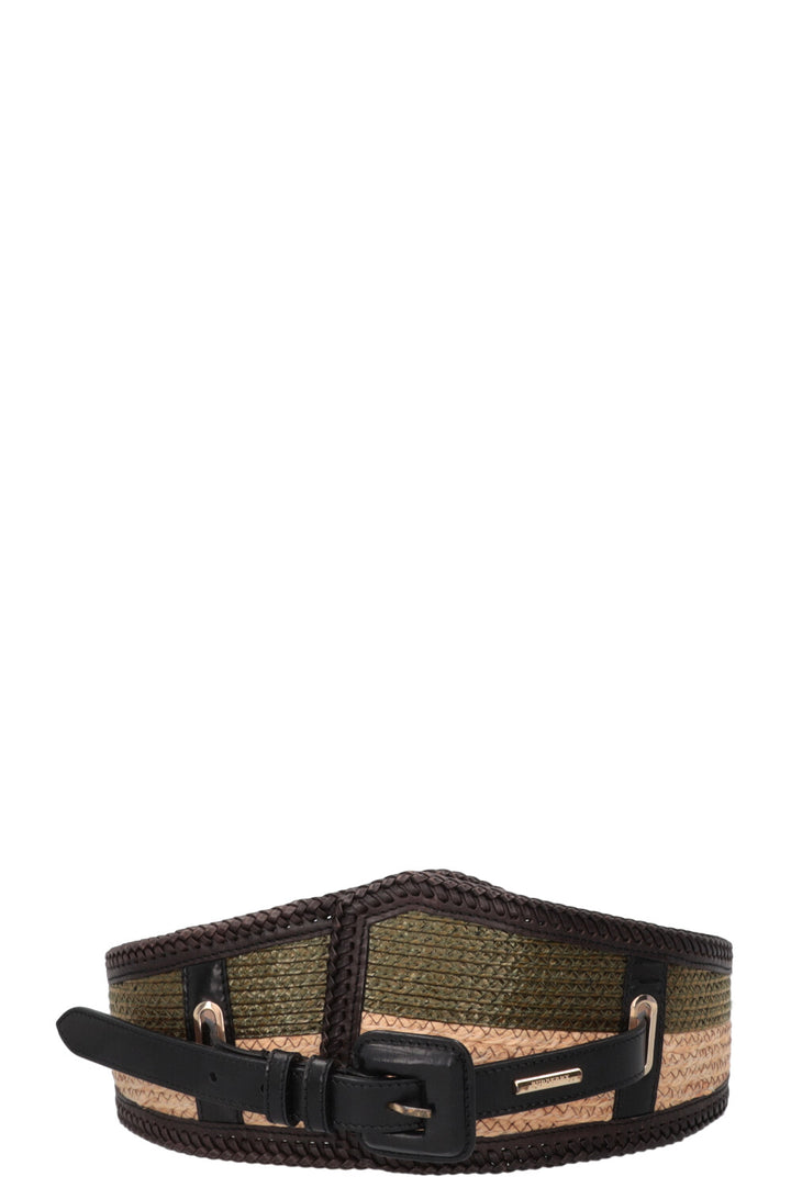 BURBERRY Wide Belt Raffia Green