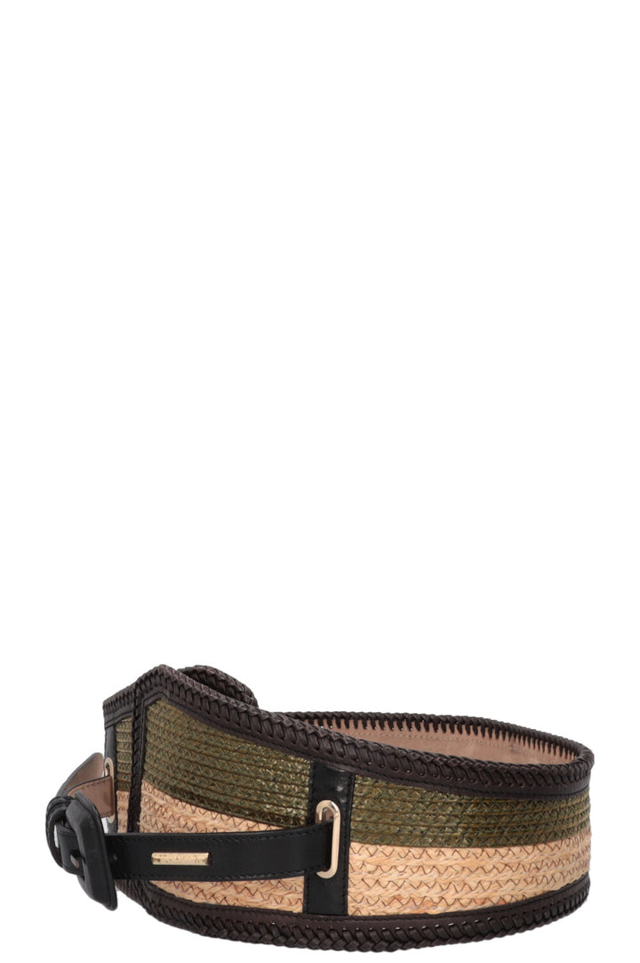 BURBERRY Wide Belt Raffia Green