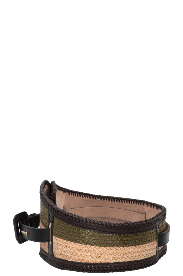 BURBERRY Wide Belt Raffia Green