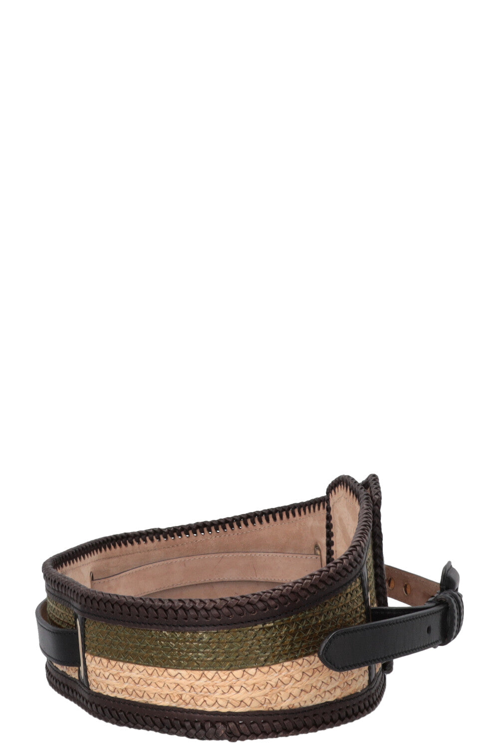 BURBERRY Wide Belt Raffia Green