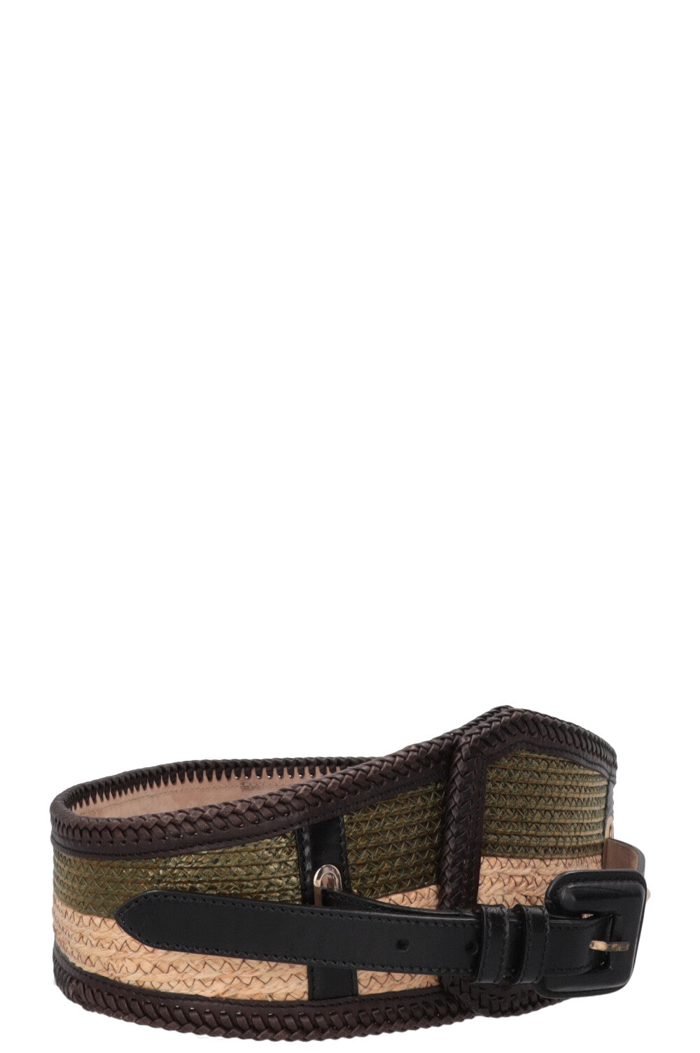 BURBERRY Wide Belt Raffia Green