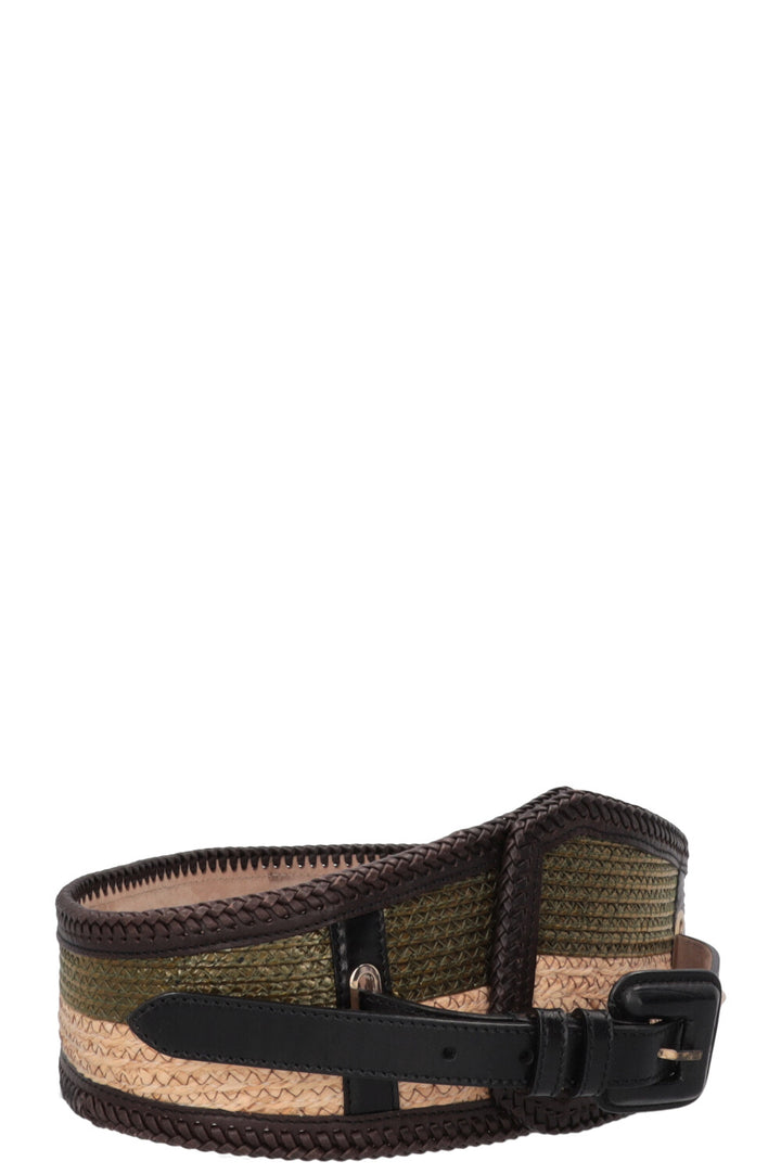 BURBERRY Wide Belt Raffia Green