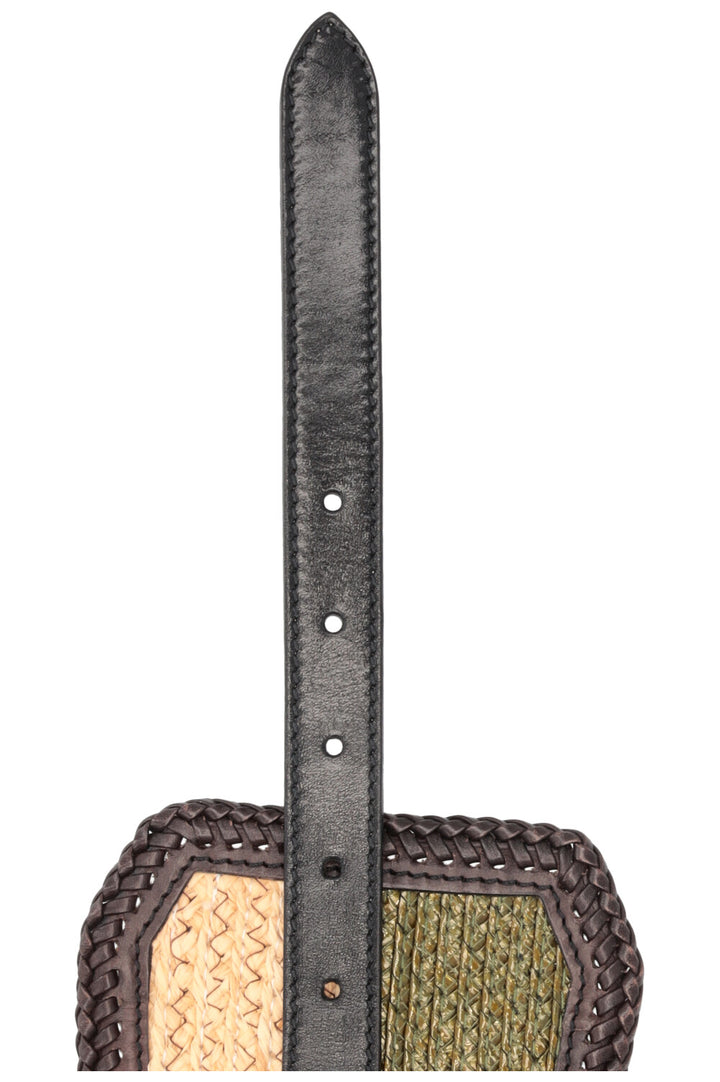 BURBERRY Wide Belt Raffia Green