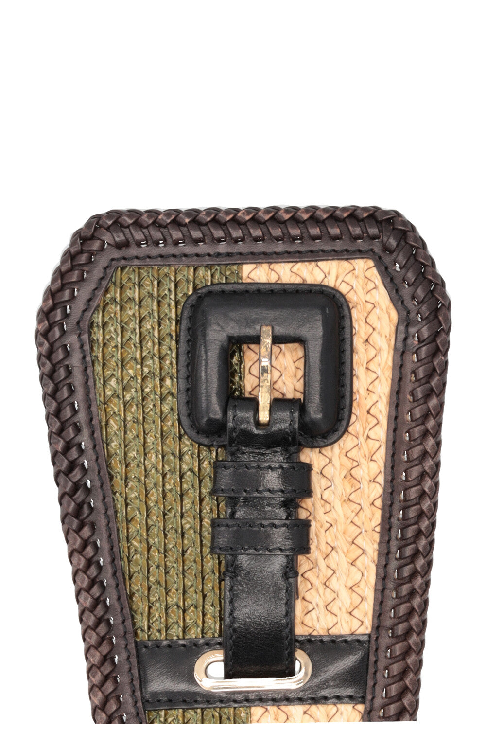 BURBERRY Wide Belt Raffia Green