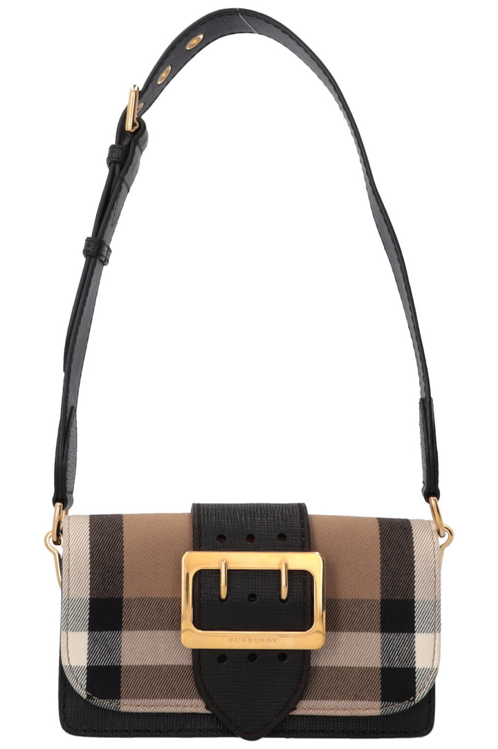 BURBERRY Madison Buckle Bag House Check Black