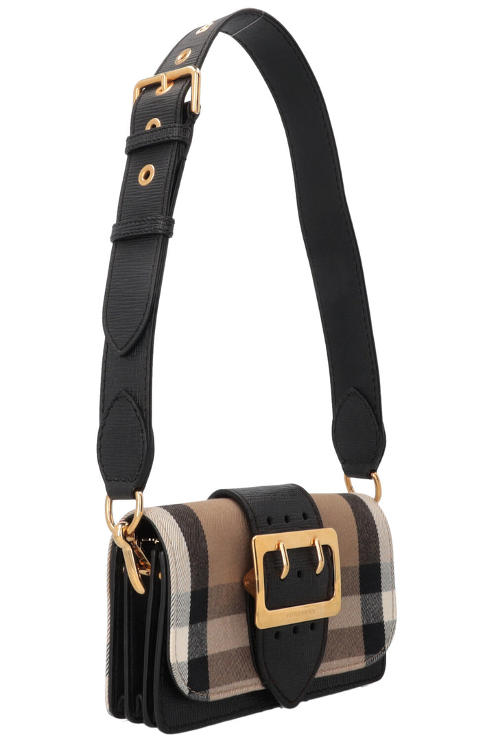 BURBERRY Madison Buckle Bag House Check Black