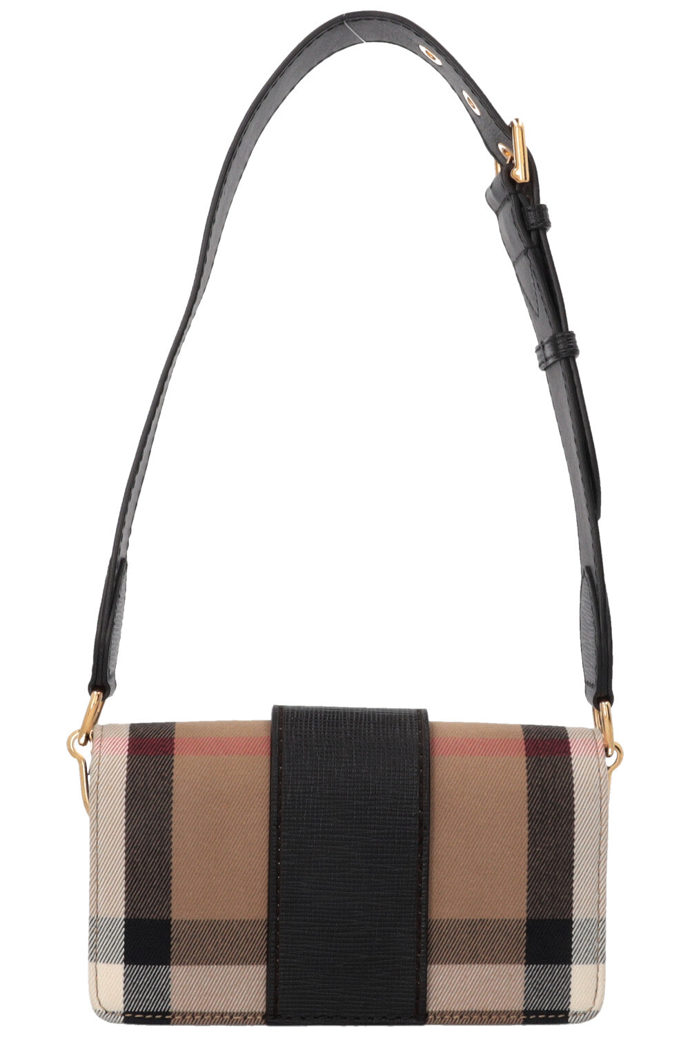 BURBERRY Madison Buckle Bag House Check Black
