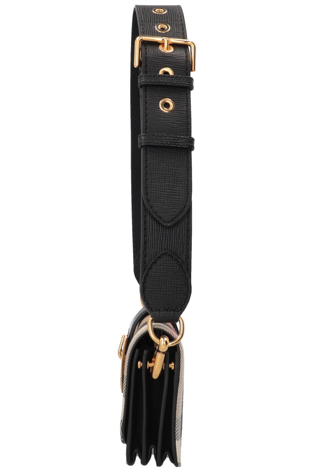 BURBERRY Madison Buckle Bag House Check Black