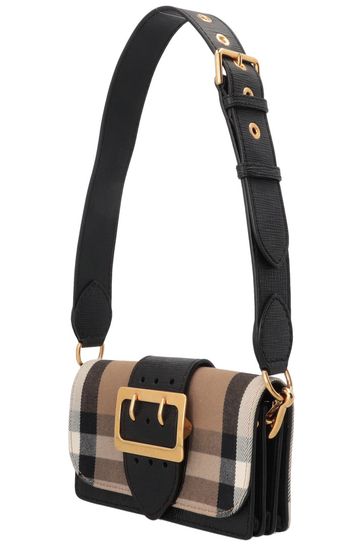 BURBERRY Madison Buckle Bag House Check Black