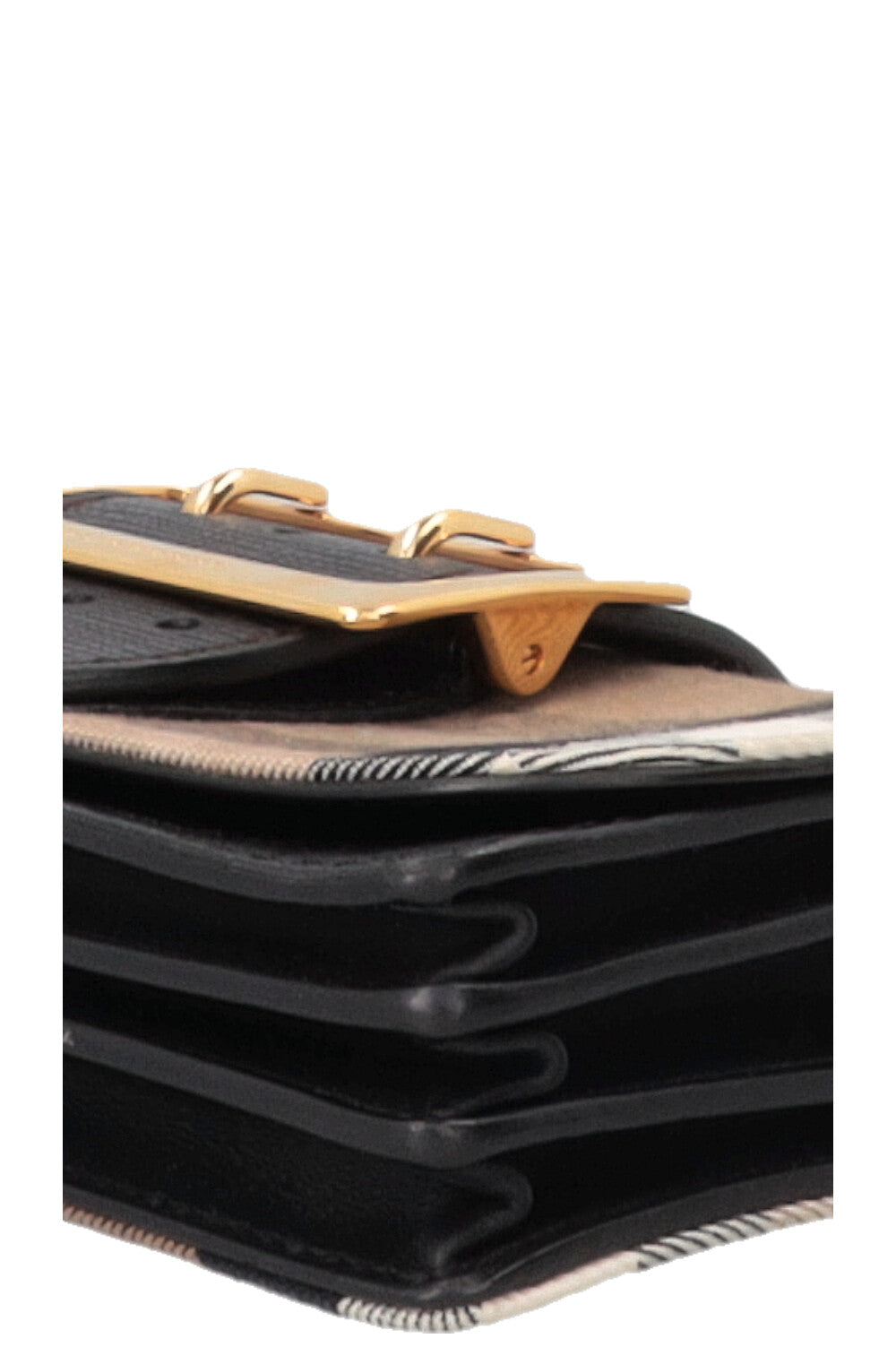 BURBERRY Madison Buckle Bag House Check Black