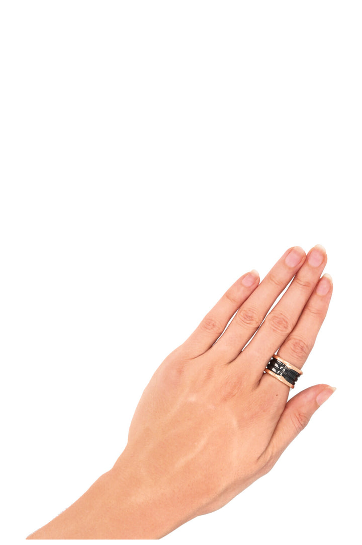 BVLGARI B.Zero Three Band Ring Black Rose
