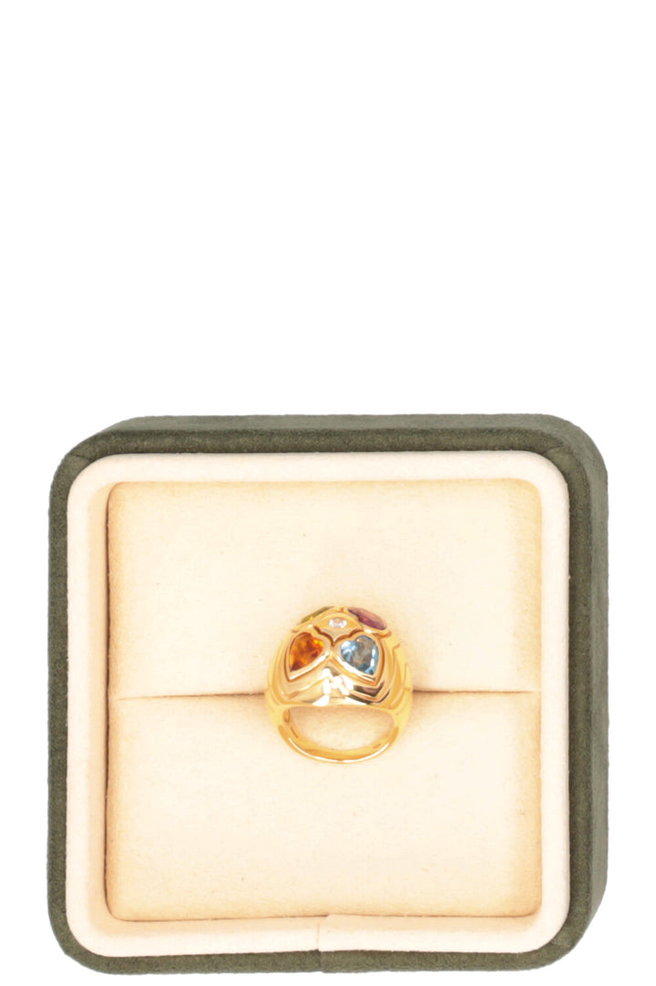 BVLGARI Heart Multi Gem Dome Ring Gold