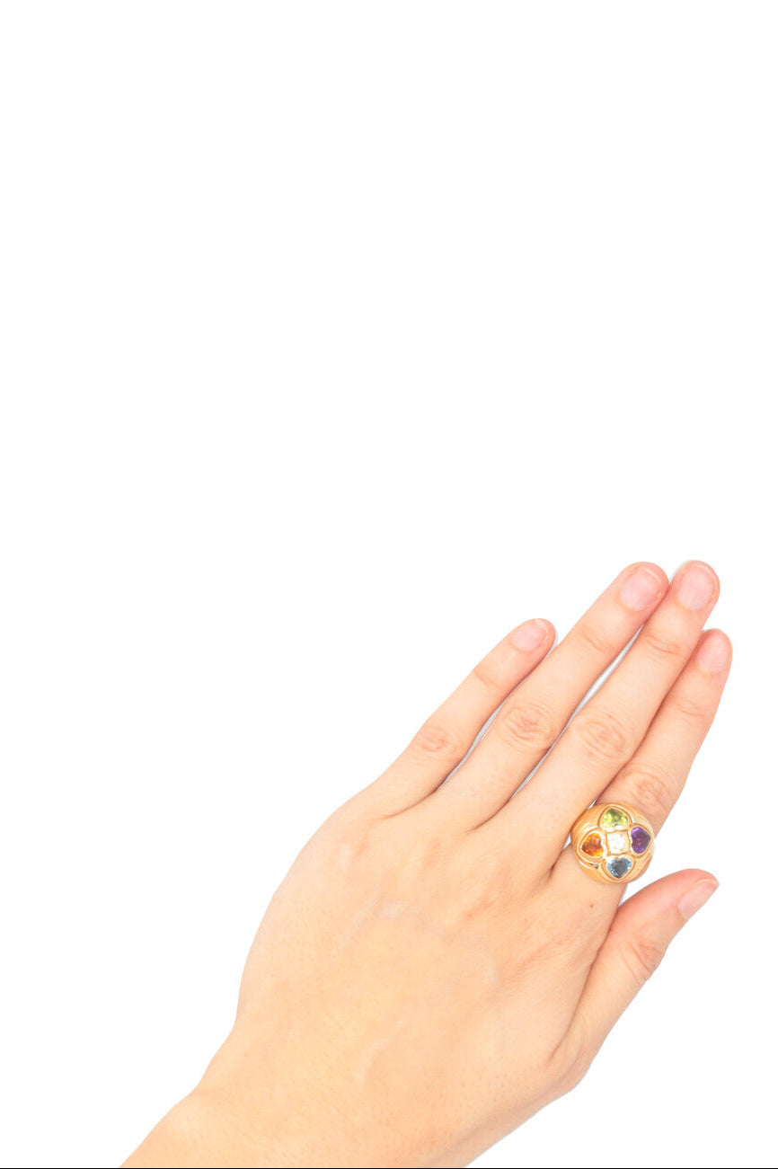 BVLGARI Heart Multi Gem Dome Ring Gold