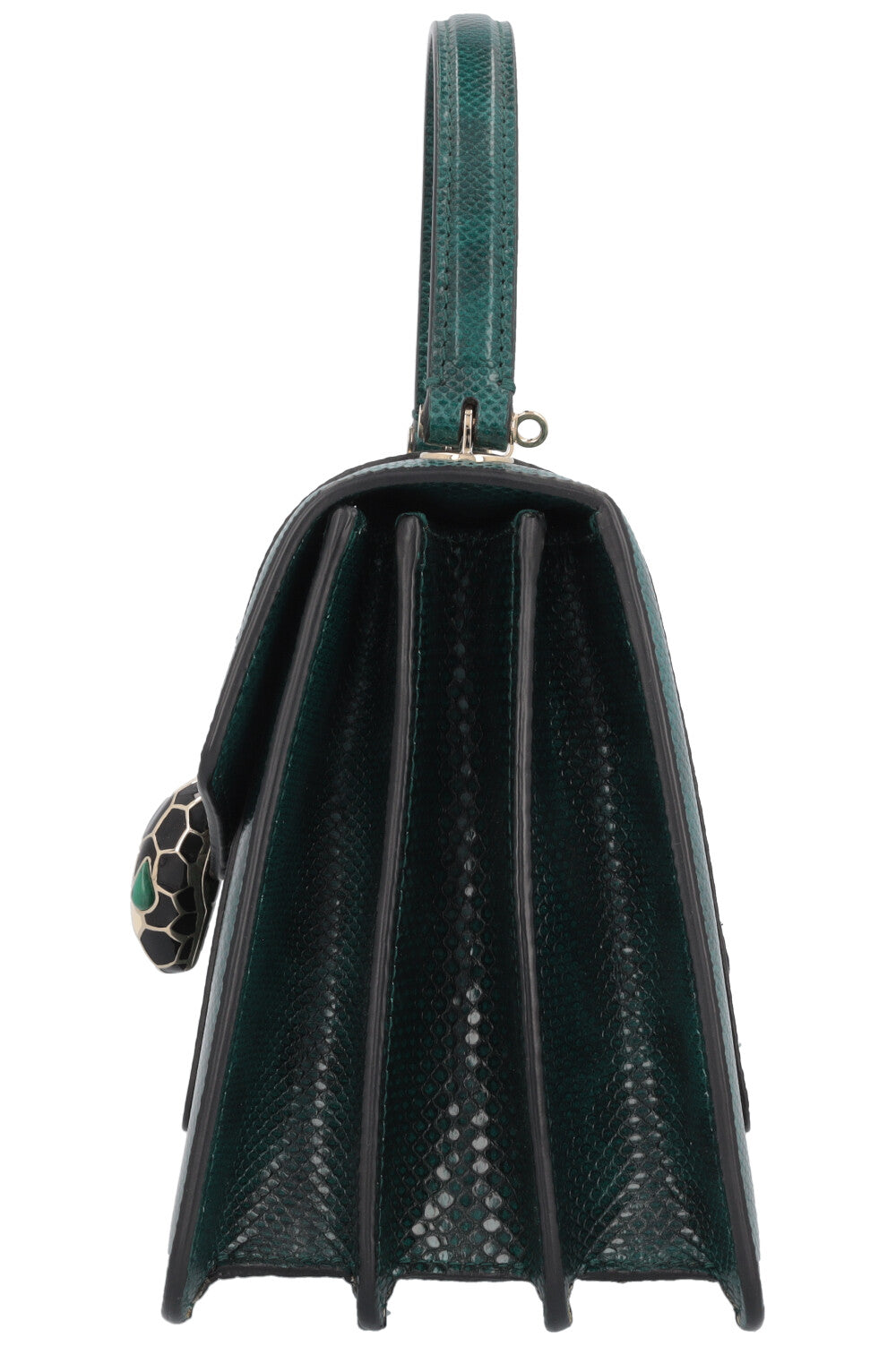 BVLGARI Serpenti Forever Top Handle Bag Karung Leahter Forrest Emerald Green