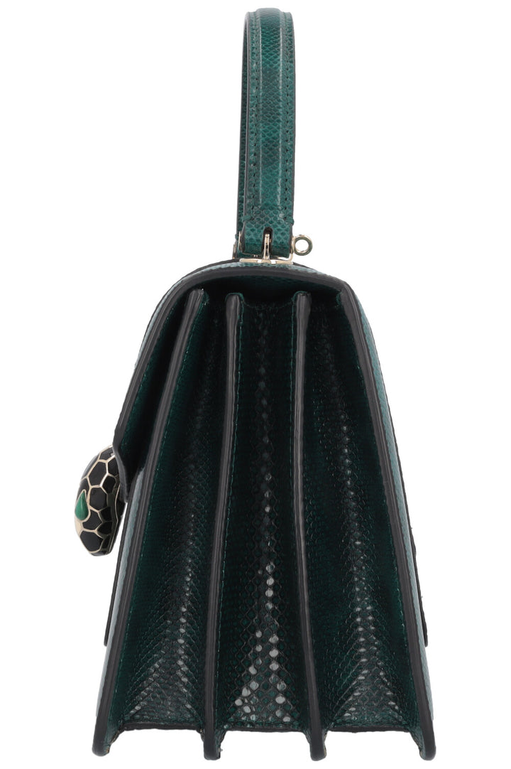 BVLGARI Serpenti Forever Top Handle Bag Karung Leahter Forrest Emerald Green