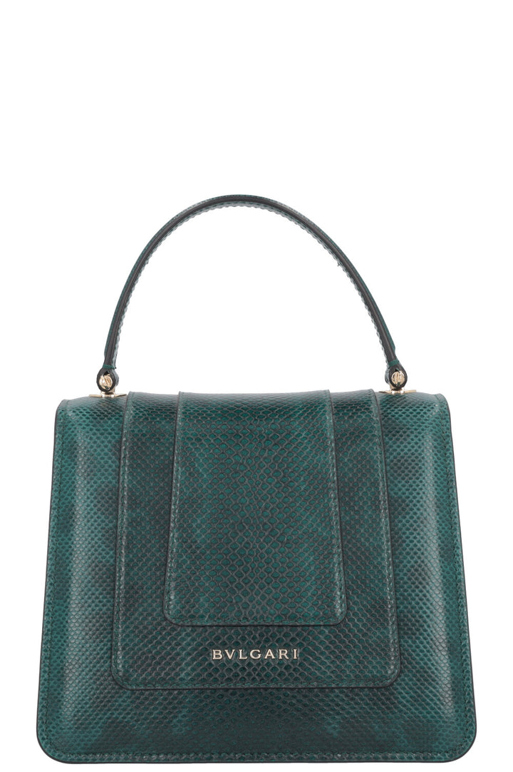 BVLGARI Serpenti Forever Top Handle Bag Karung Leahter Forrest Emerald Green