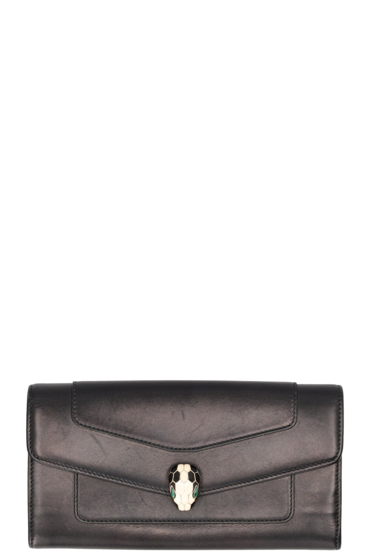 Portefeuille BVLGARI Serpenti Forever en cuir noir