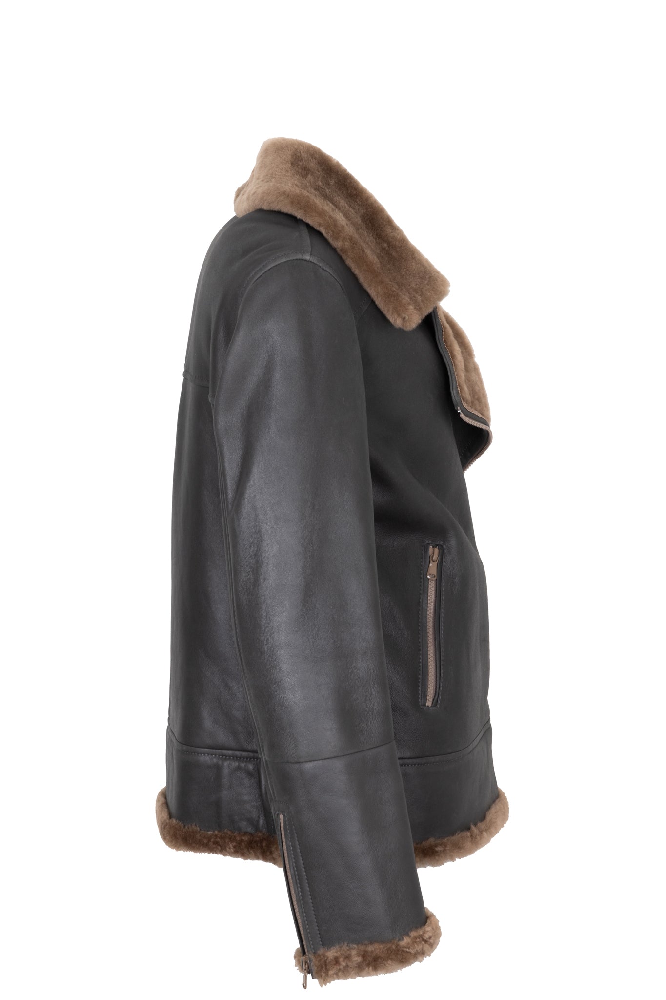 BRUNELLO CUCINELLI Shearling Leather Jacket Brown – REAWAKE