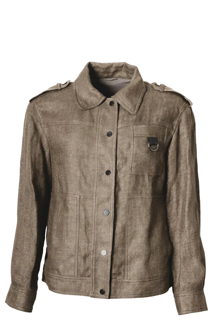 BRUNELLO CUCINELLI Blouson Bomber Lurex Lin Kaki