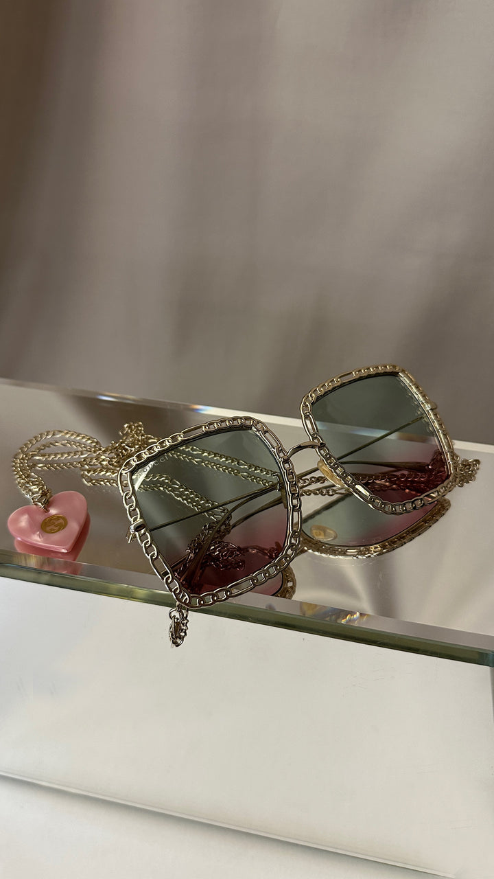 GUCCI Chain Sunglasses GG1033S Gold