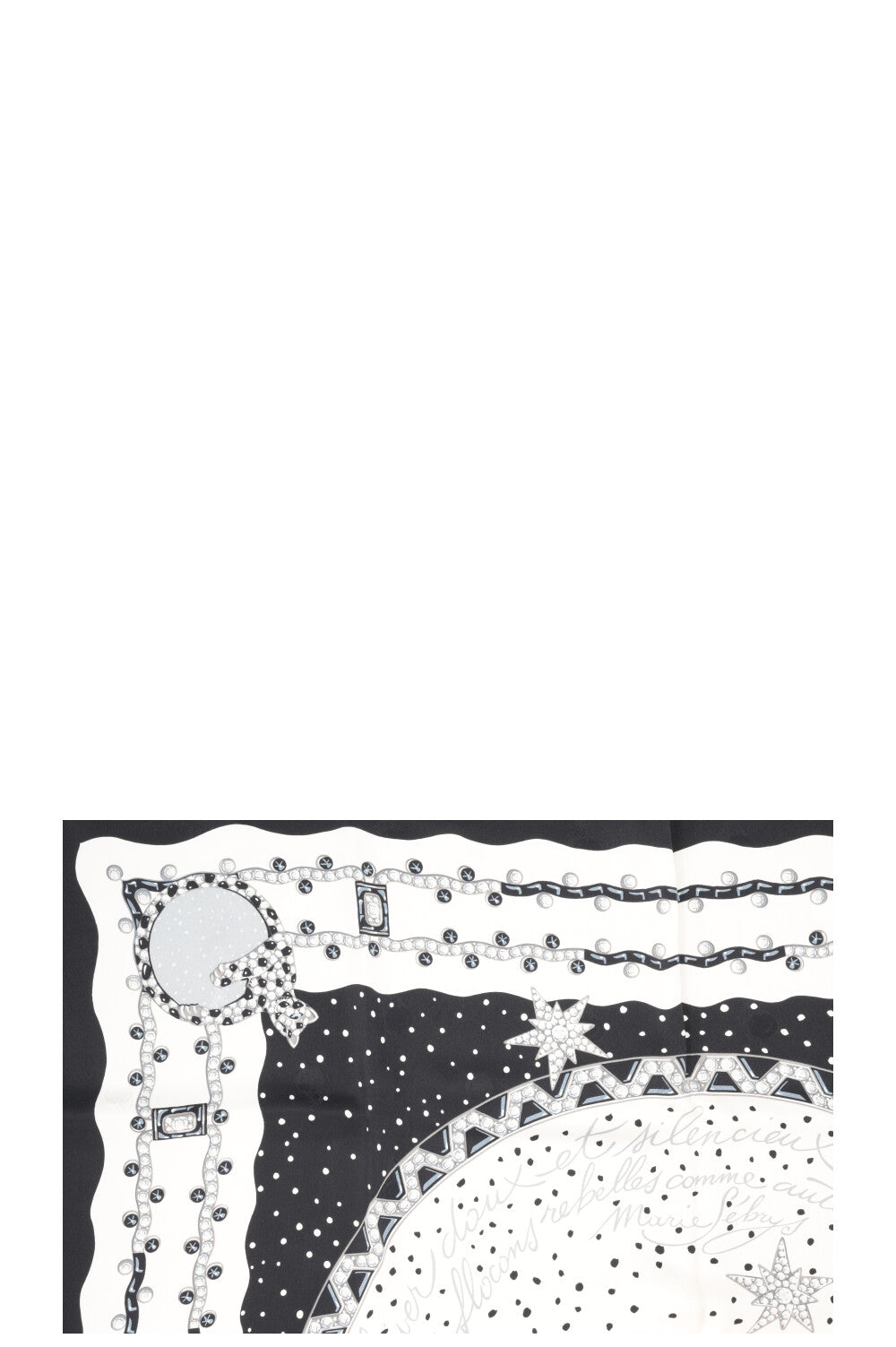 CARTIER Diamond Star Sky Print Carré 90 Silk Black White
