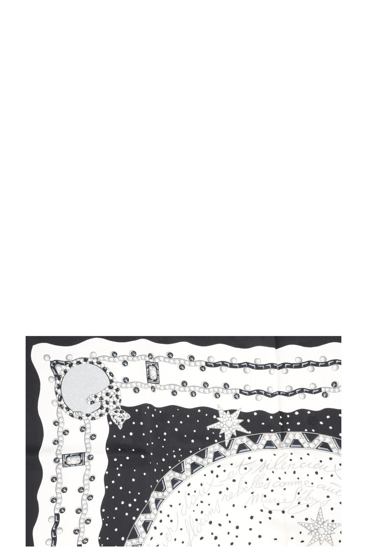 CARTIER Diamond Star Sky Print Carré 90 Silk Black White