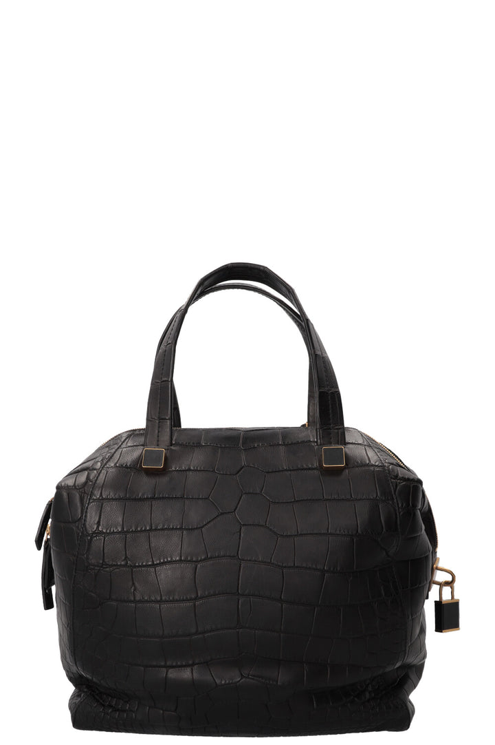 Sac bowling CÉLINE en croco noir