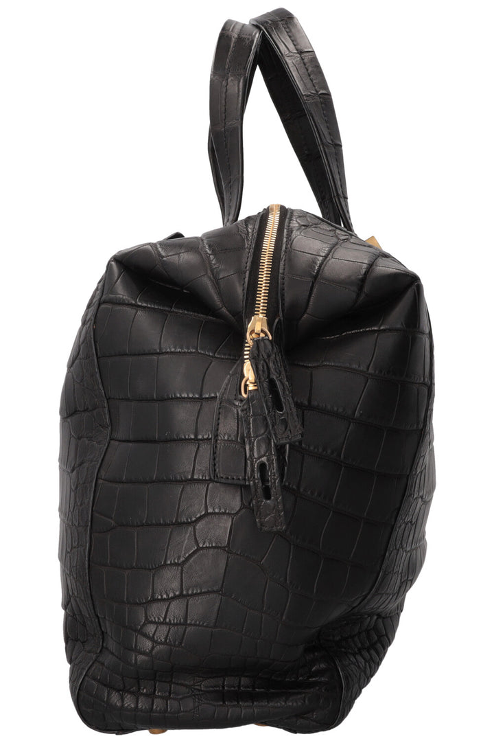 Sac bowling CÉLINE en croco noir