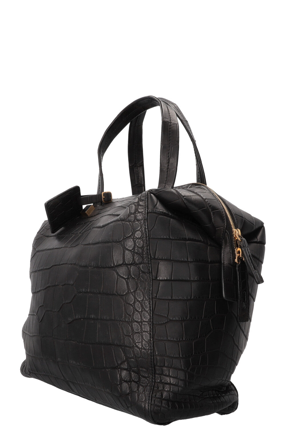 Sac bowling CÉLINE en croco noir
