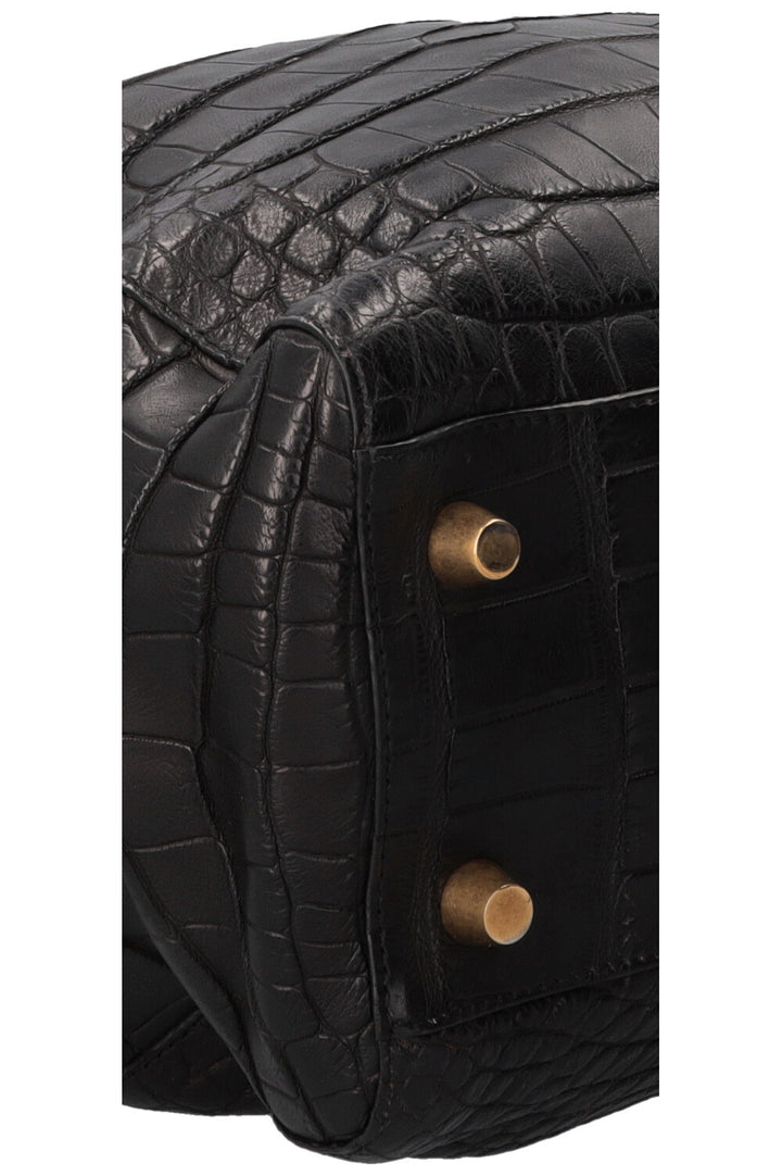 Sac bowling CÉLINE en croco noir