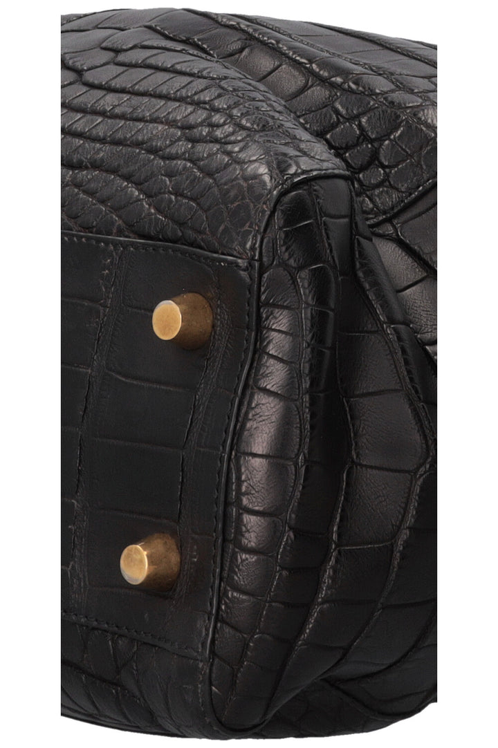 Sac bowling CÉLINE en croco noir