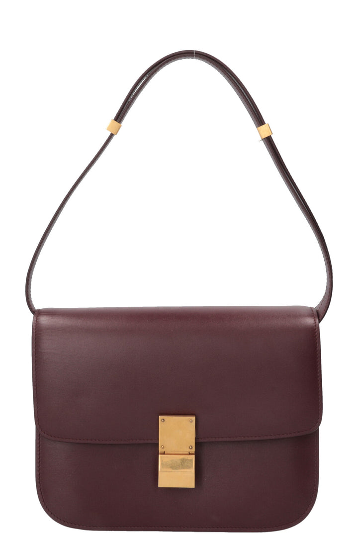 CÉLINE Classic Medium Box Bag Cuir Bordeaux