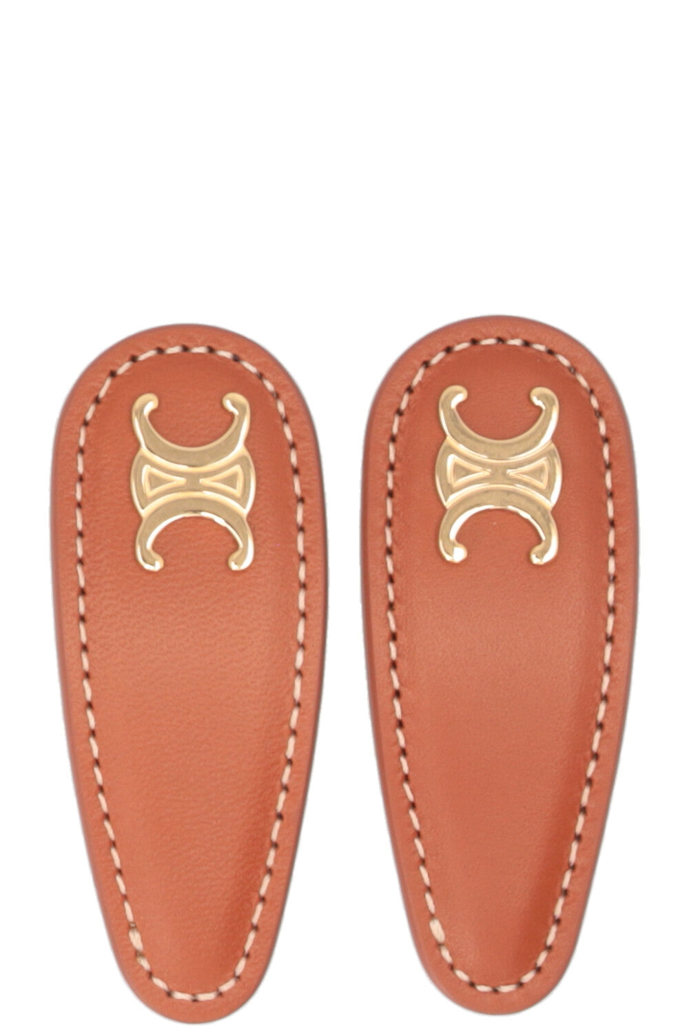 CELINE Hairclips Leather Brown