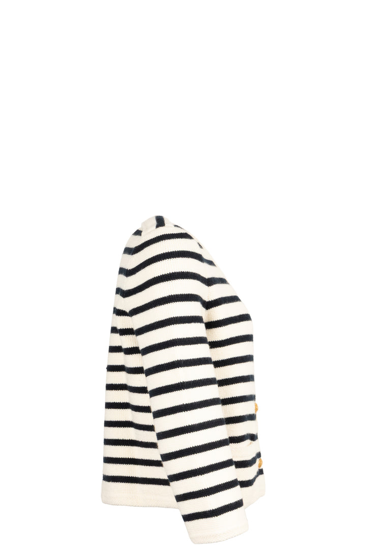 CELINE Knit Jacket Striped Black White