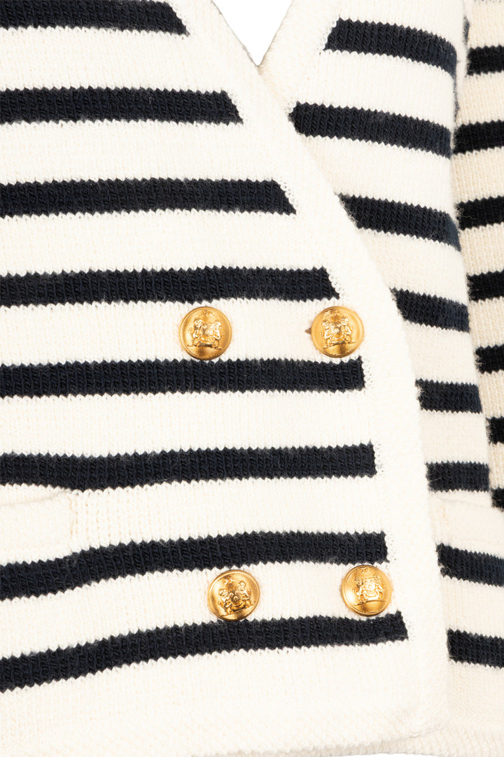 CELINE Knit Jacket Striped Black White