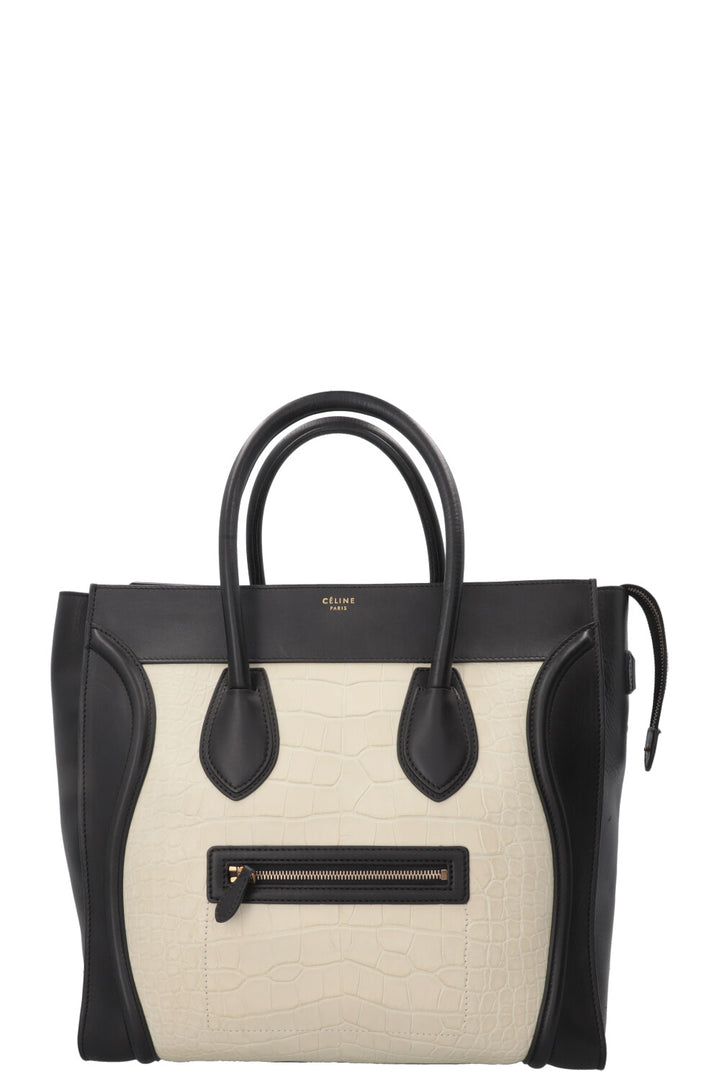 CÉLINE Luggage Grand Croco Blanc Noir