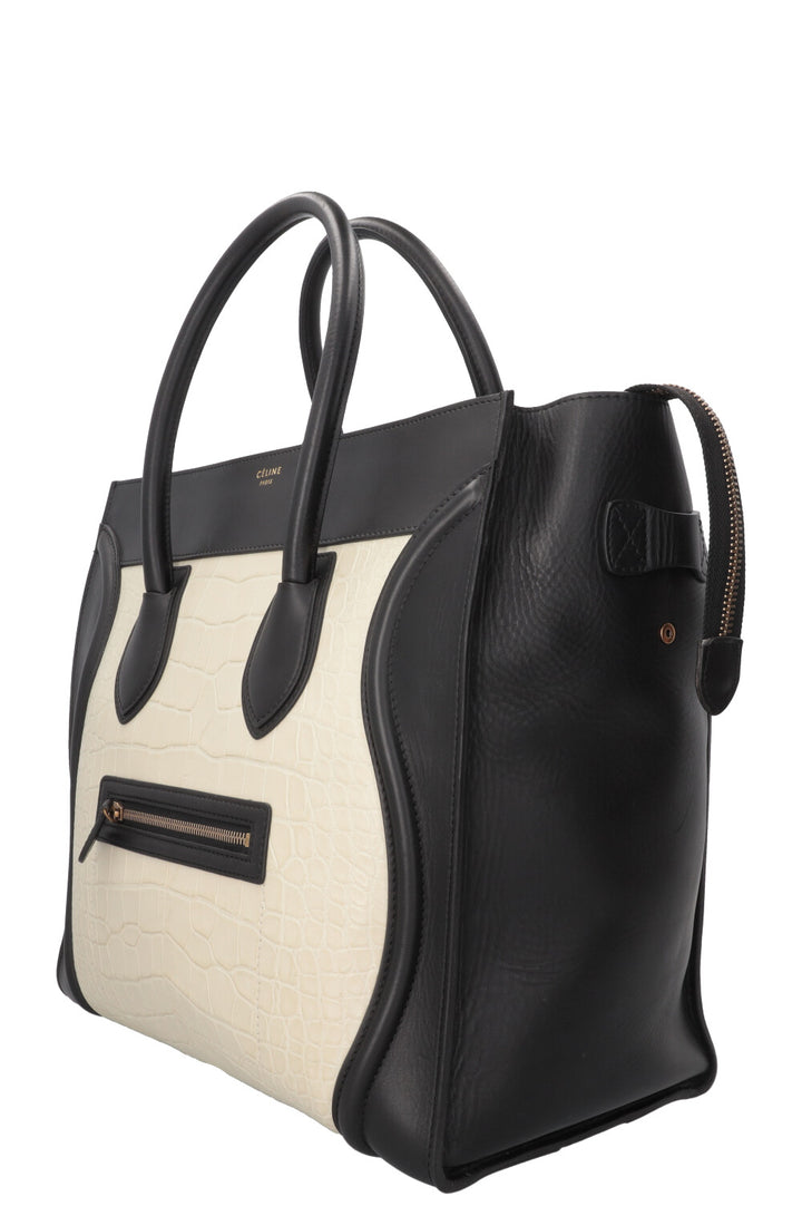 CÉLINE Luggage Grand Croco Blanc Noir