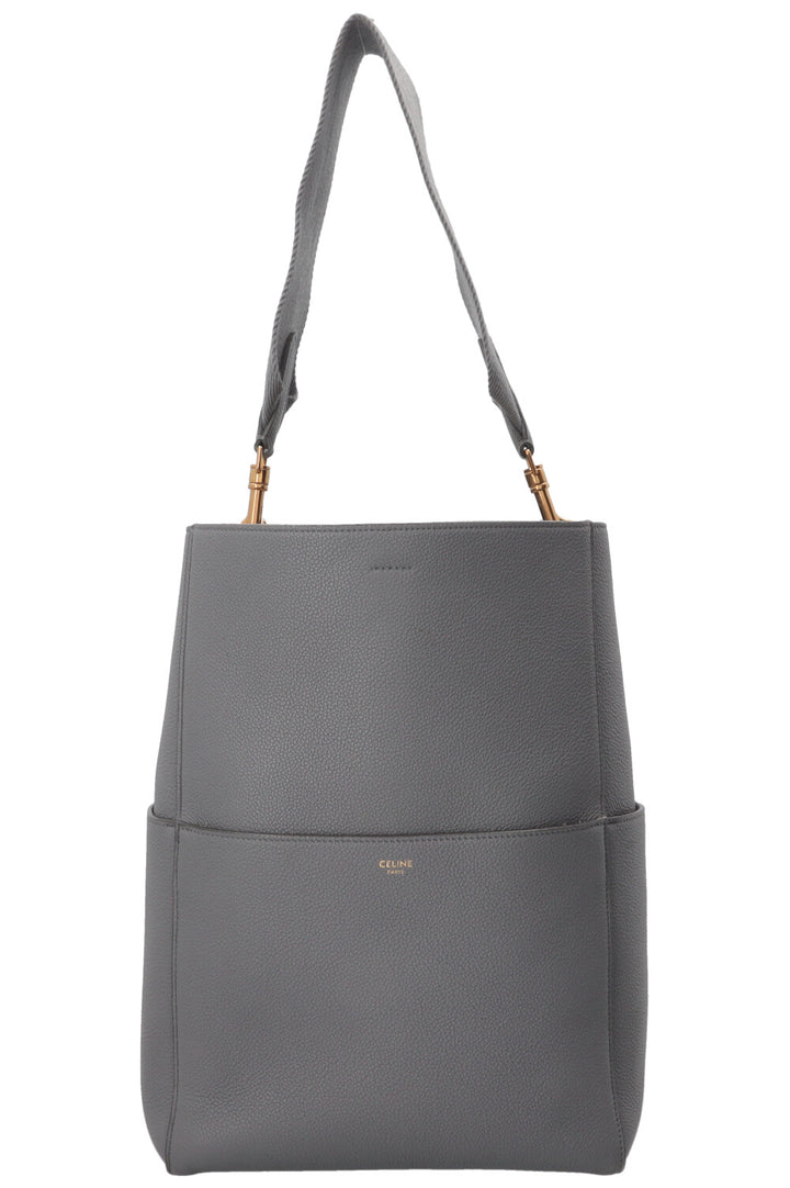 Sac CELINE Sangle moyen modèle en cuir gris