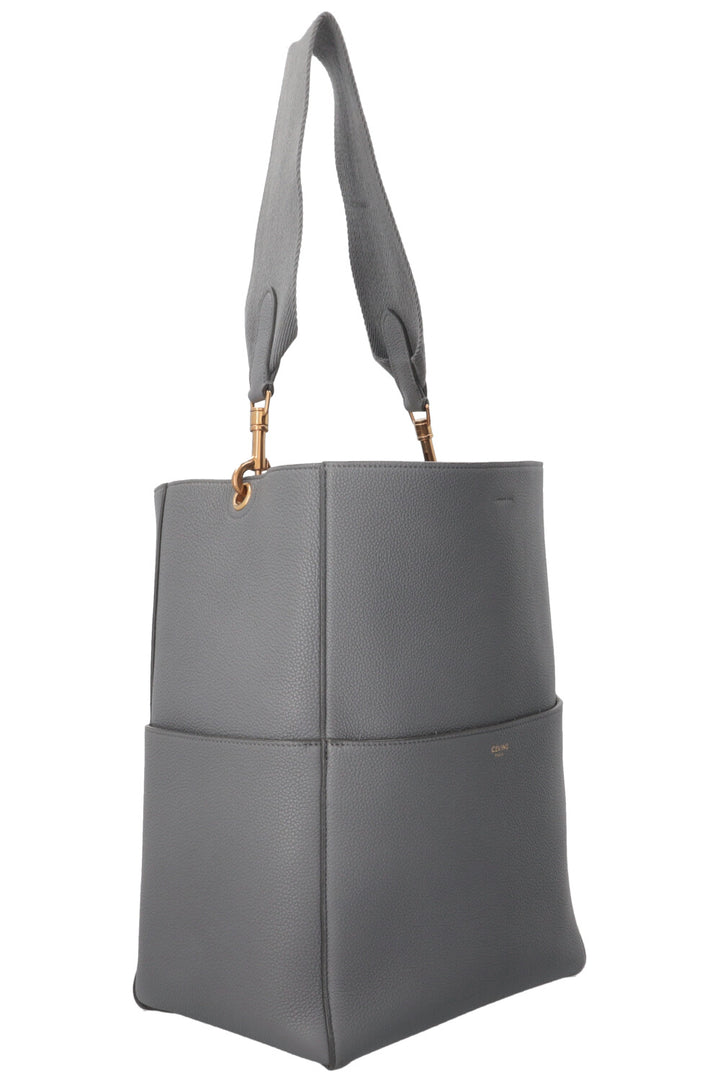 Sac CELINE Sangle moyen modèle en cuir gris