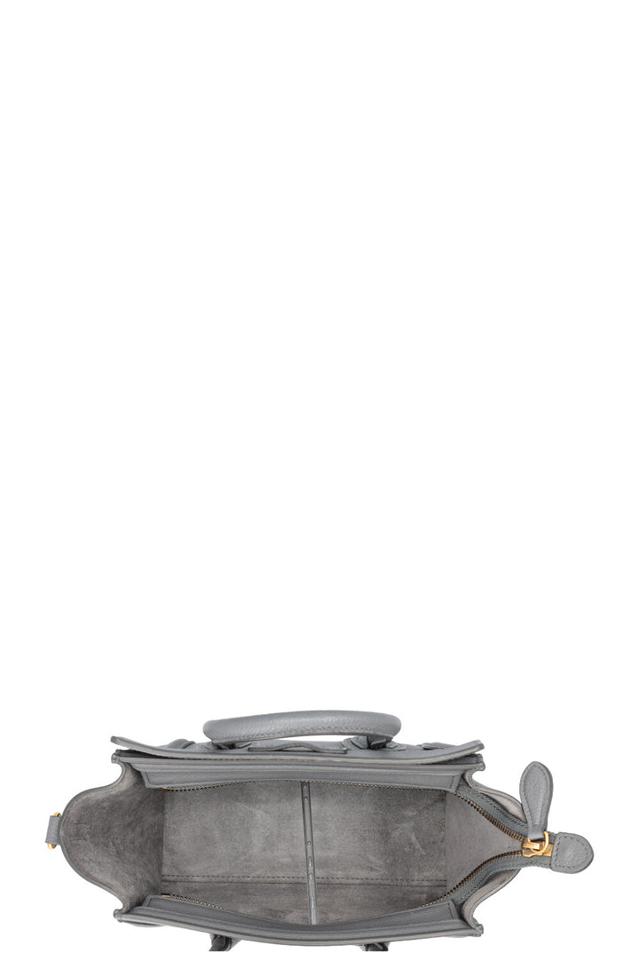CELINE Nano Luggage en cuir gris