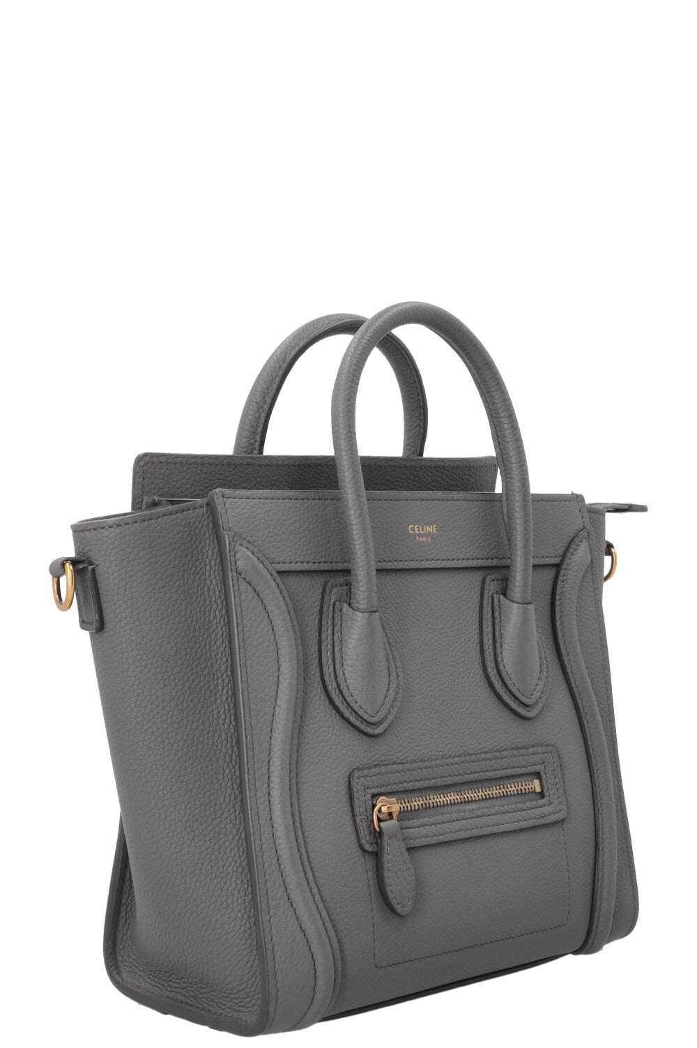 CELINE Nano Luggage en cuir gris