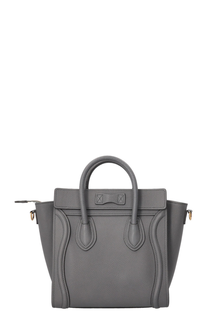 CELINE Nano Luggage en cuir gris