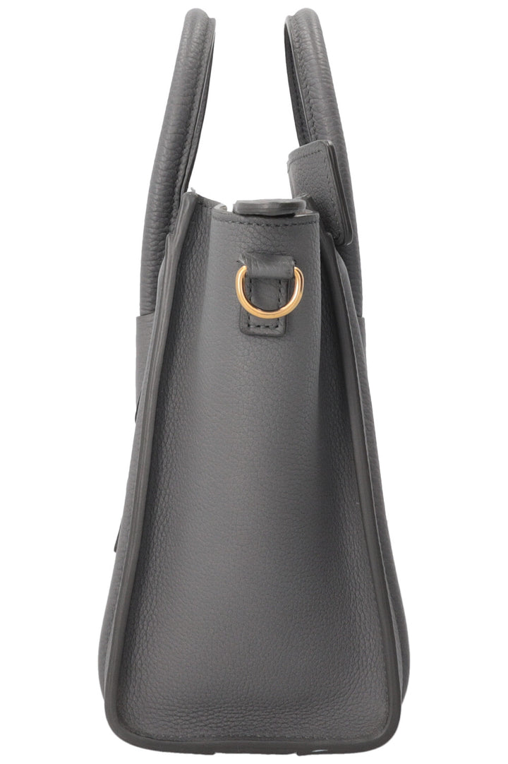 CELINE Nano Luggage en cuir gris