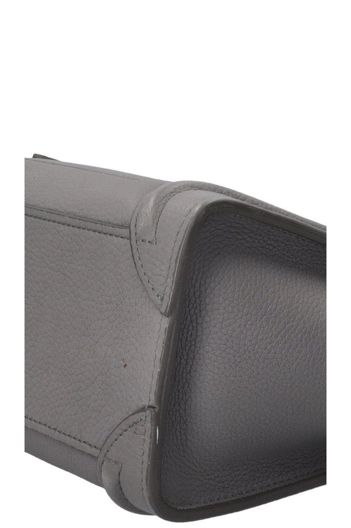 CELINE Nano Luggage en cuir gris
