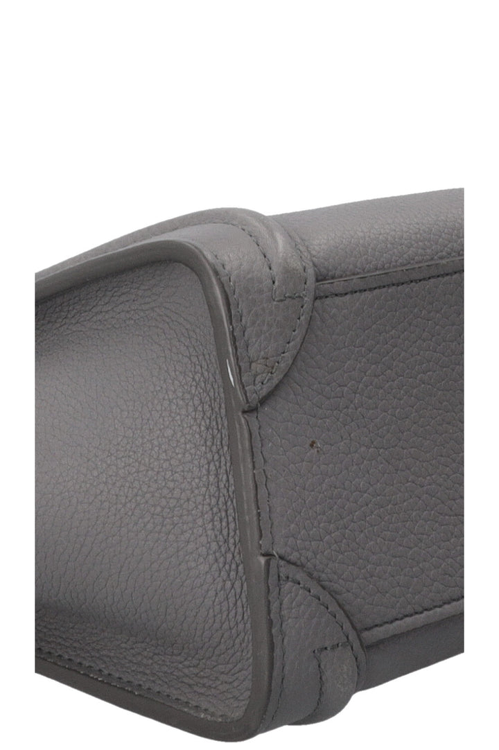 CELINE Nano Luggage en cuir gris