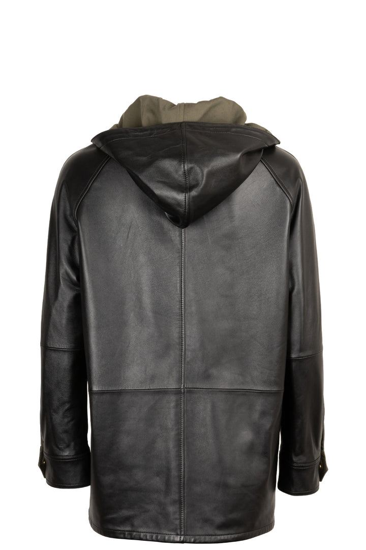 CELINE Parka Jacket Leather Black Green