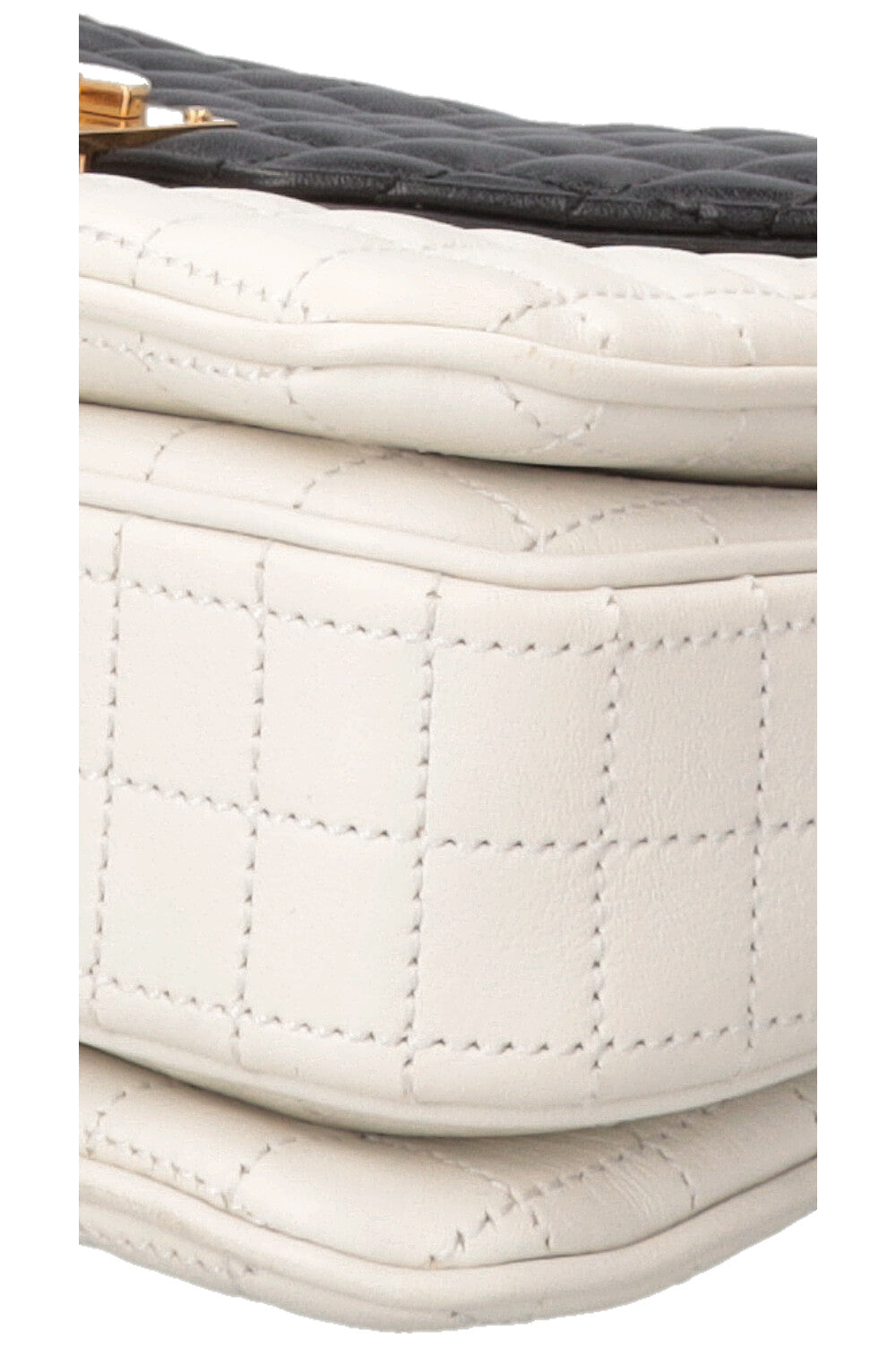 CELINE Quilted C Flap Bag Medium Leather Black White