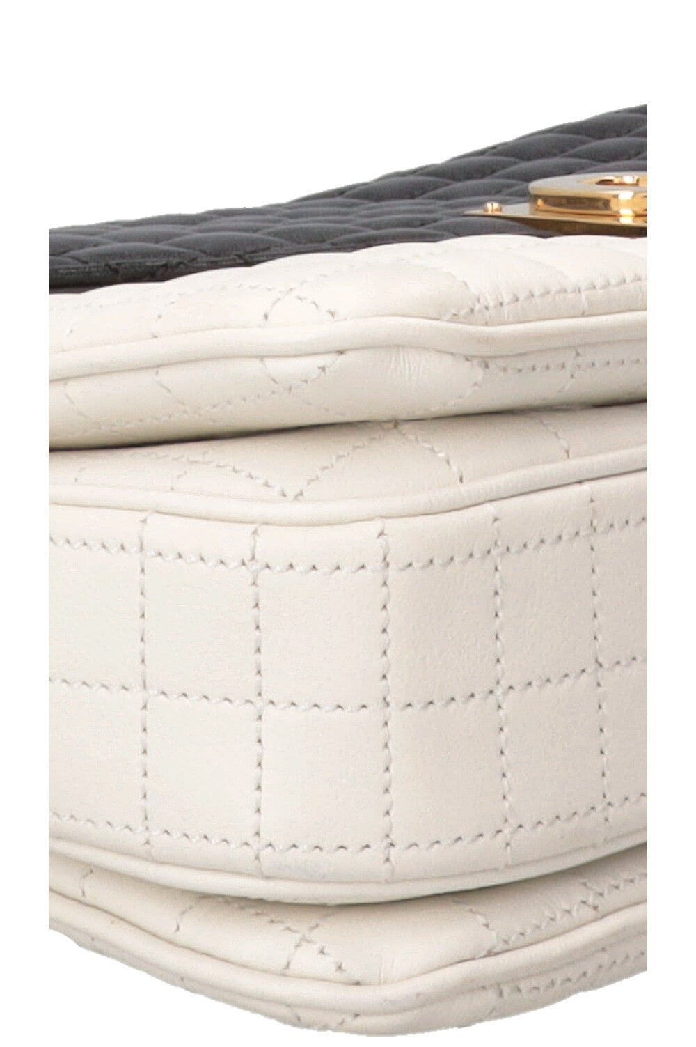 CELINE Quilted C Flap Bag Medium Leather Black White