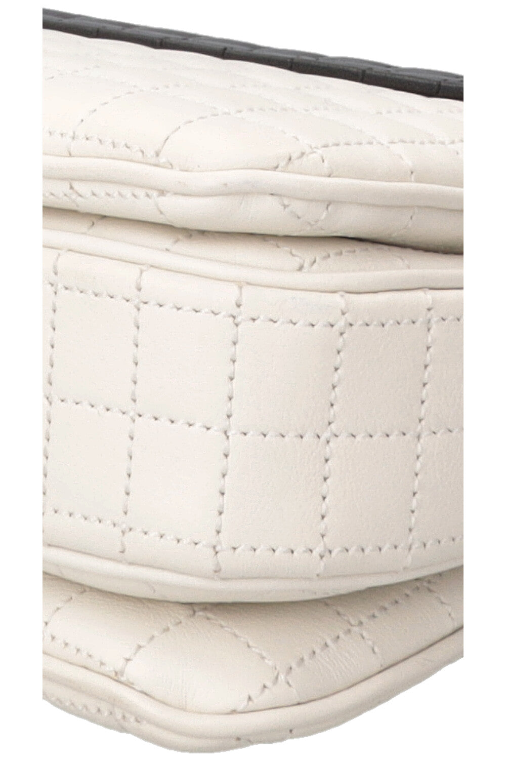 CELINE Quilted C Flap Bag Medium Leather Black White
