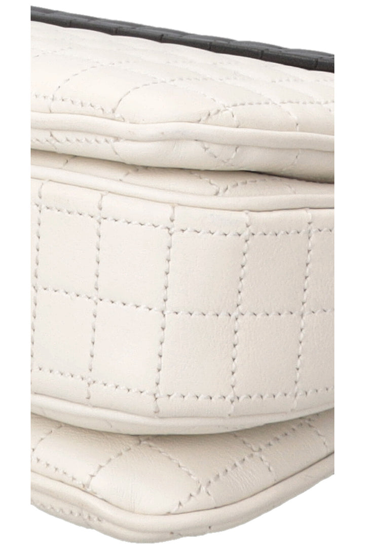 CELINE Quilted C Flap Bag Medium Leather Black White